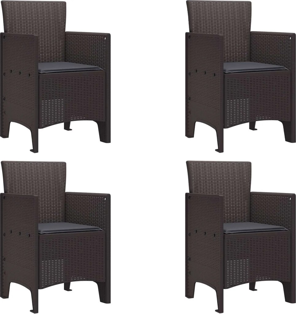 vidaXL Scaun pentru Grădină 4 pcs Maro Dimensiune: 53 x 49 x 85 cm