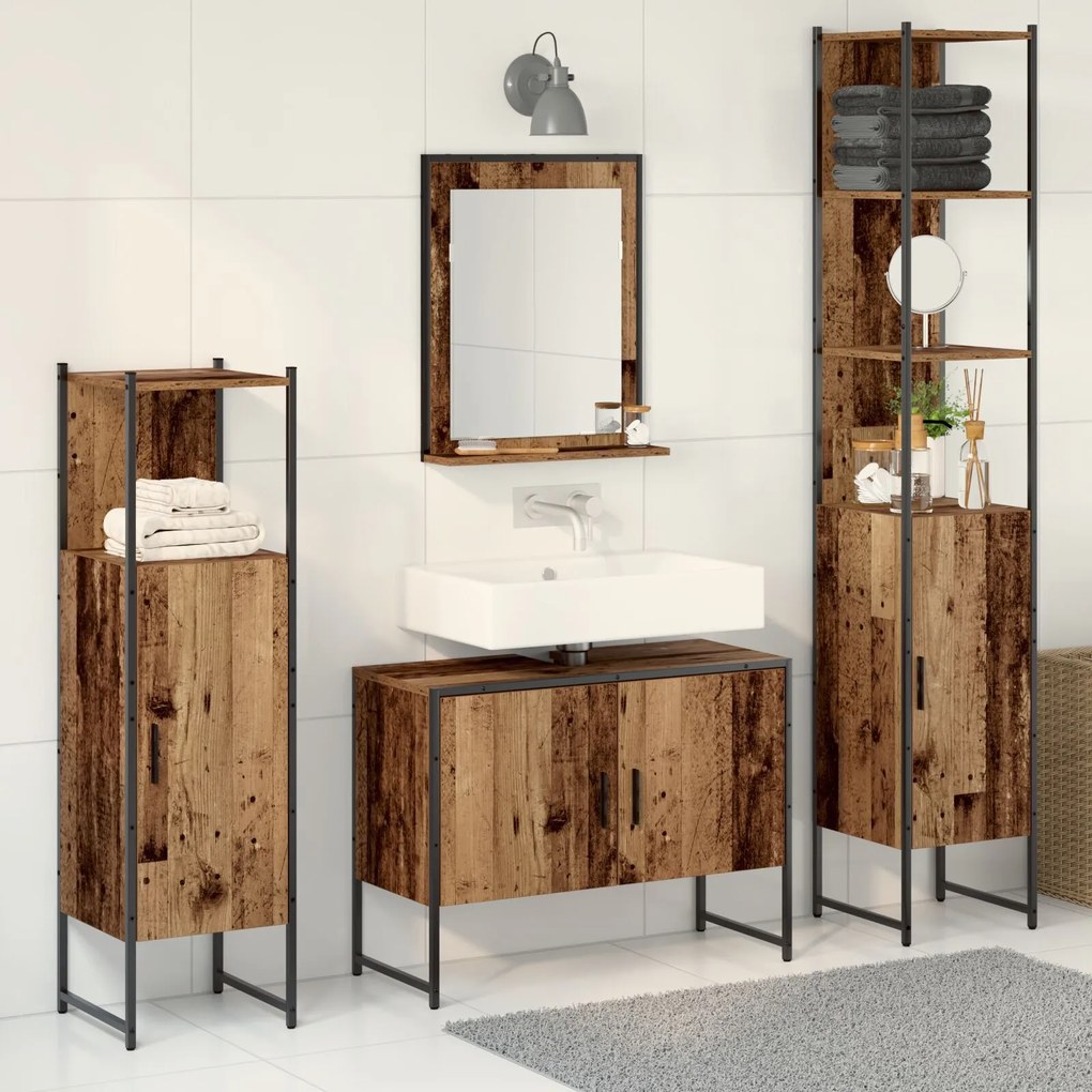 vidaXL Set Mobilier Baie de 4 Piese Lemn Vechi Lemn Prelucrat