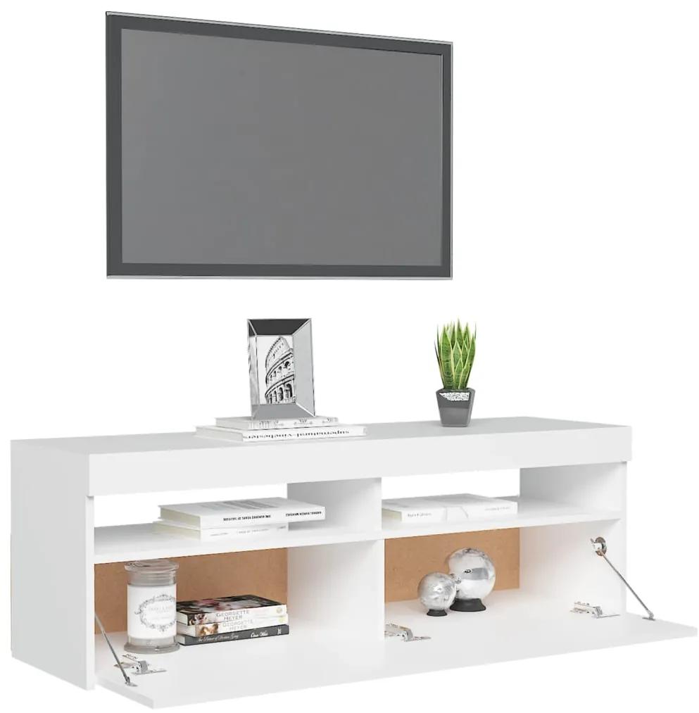 Comoda TV cu lumini LED, alb, 120x35x40 cm 1, Alb, 120 x 35 x 40 cm