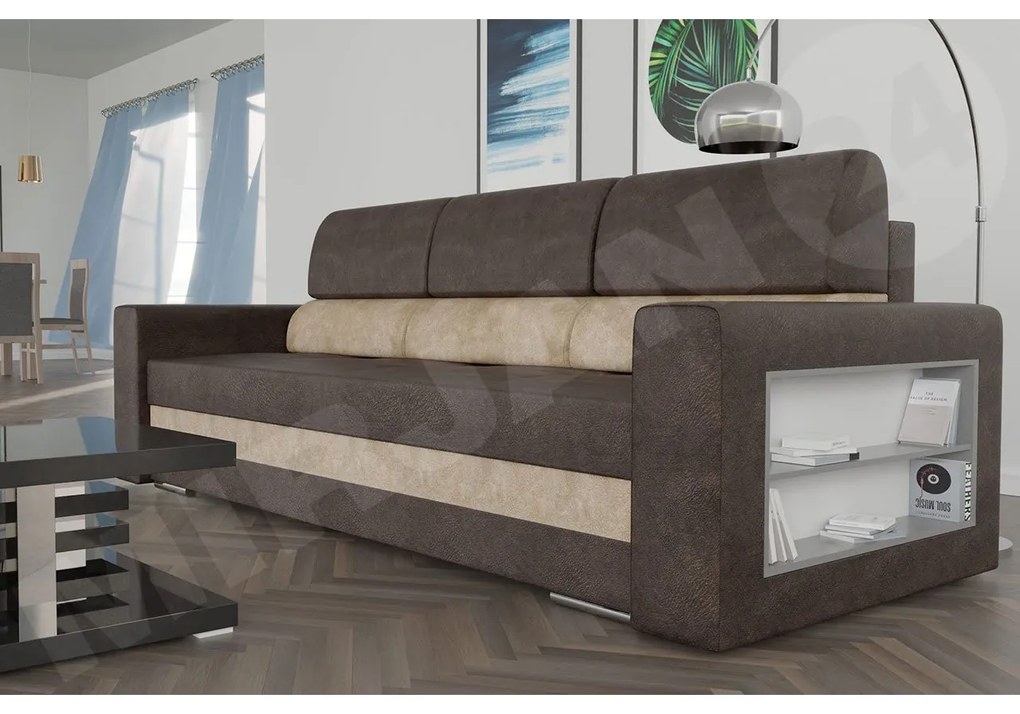 Canapea extensibilă Carona (maro + Bej) (cu sp. depozitare). Promo -17%. 1105425