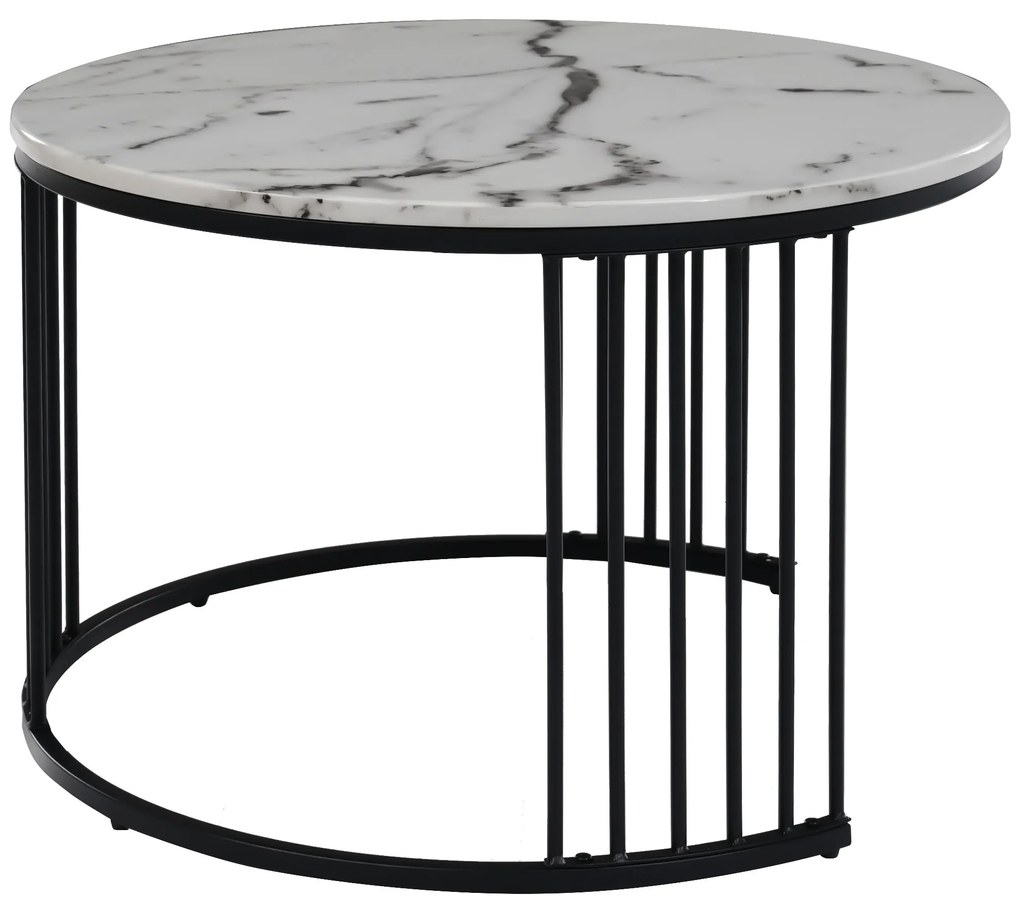 Set 2 Mese de Cafea Moderne cu Îmbinare, Negru+Alb | Aosom Romania