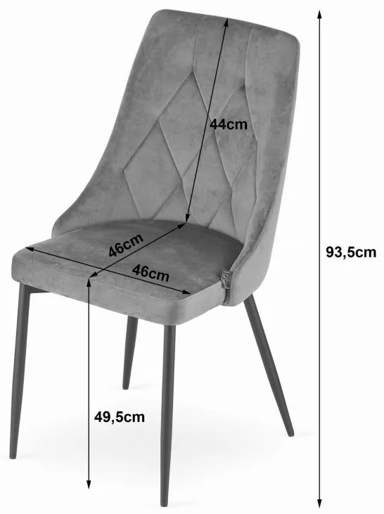 Set de sufragerie 1+4, masa neagra cu decor stejar auriu MADO 120x80cm si scaun de sufragerie din catifea neagra IMOLA