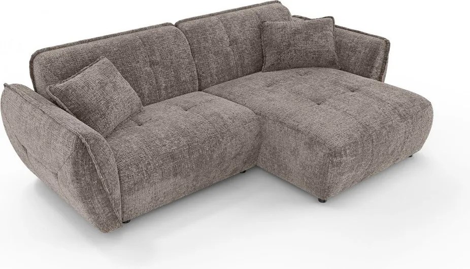 Colțar taupe cu tapițerie din chenille (cu colț pe partea dreaptă/cu șezlong) Nelia – Ropez