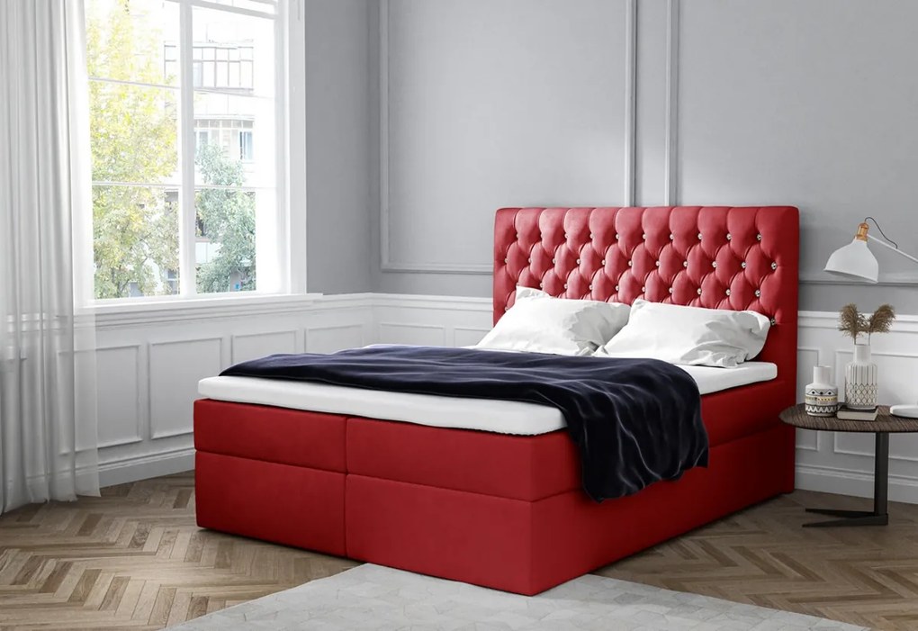 Supermobel Pat tapițat boxspring MONET + topper, 120x200, jasmine 60