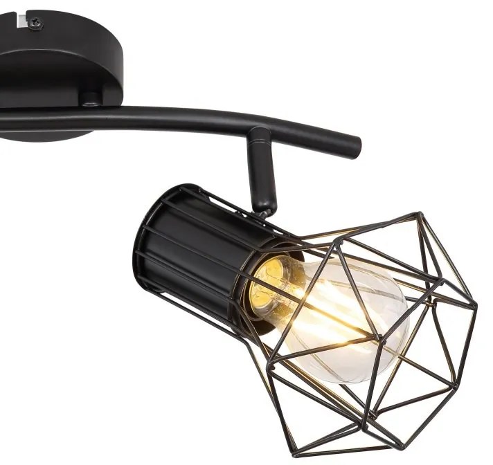 Aplica de perete / tavan cu 2 spoturi design industrial PRISKA negru