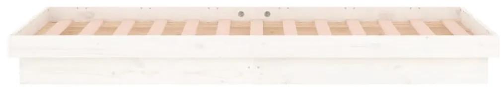 Cadru de pat cu LED, mic Single 2FT6, alb, 75x190 cm lemn masiv Alb, 75 x 190 cm