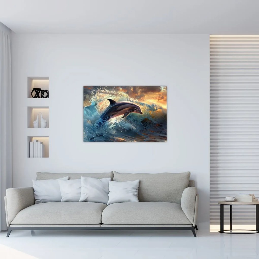 Tablou - Delfin, ilustrații (90x60 cm)