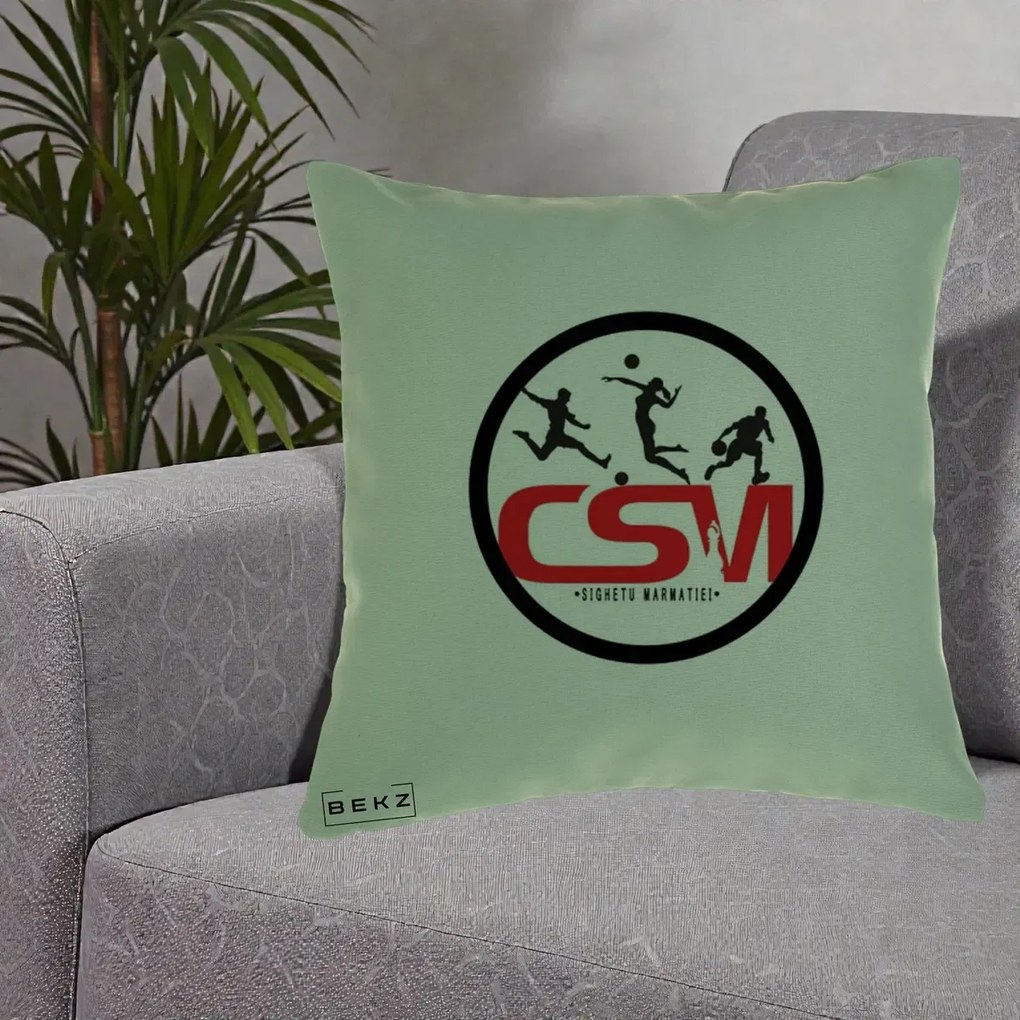 Perna Personalizata CSM Sighetu Marmatiei Sport, 40x40 cm, Verde, Husa Detasabila, Perna Inclusa, BEKZ®