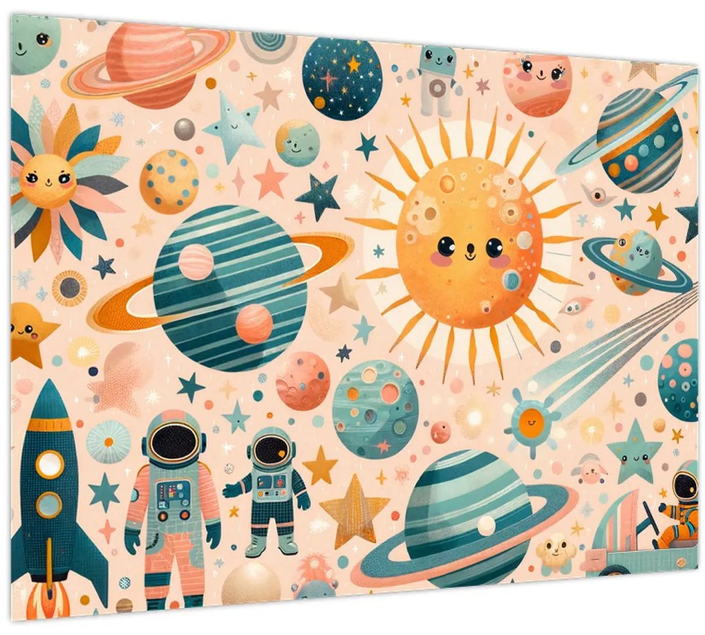 Tablou pe sticlă - Fragmente din spațiu (70x50 cm)