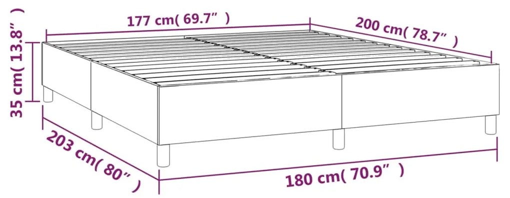 Cadru de pat box spring, roz, 180x200 cm, catifea Roz, 35 cm, 180 x 200 cm