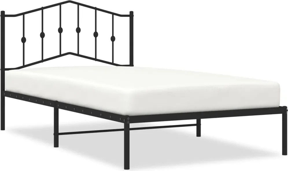 vidaXL Cadru de pat din metal cu tăblie, negru, 107x203 cm