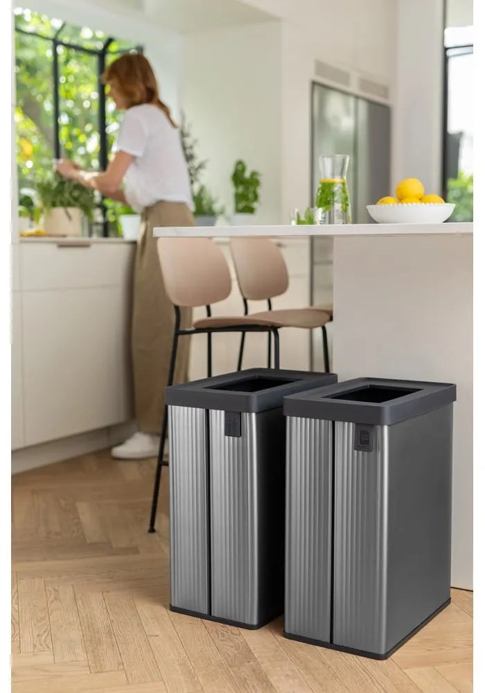 Coș de gunoi gri de reciclat din plastic reciclat 54 l Verto Recycle – Curver