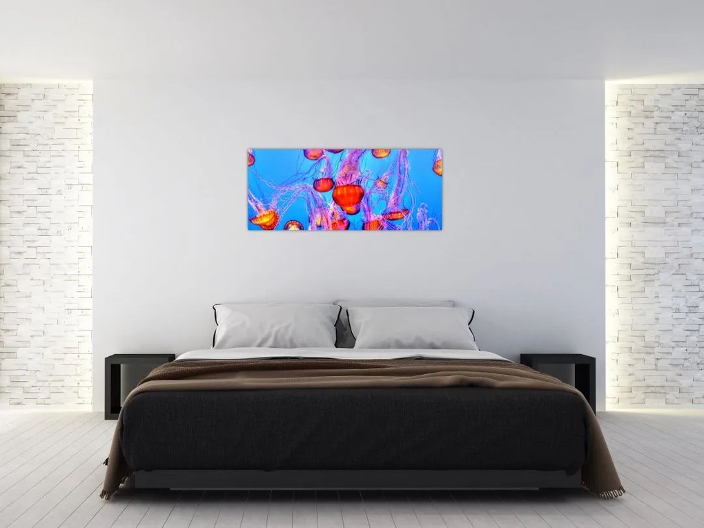 Tablou cu meduse în mare (120x50 cm)