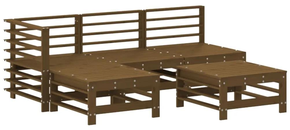 3186553 vidaXL Set mobilier relaxare grădină 5 piese maro miere lemn masiv pin