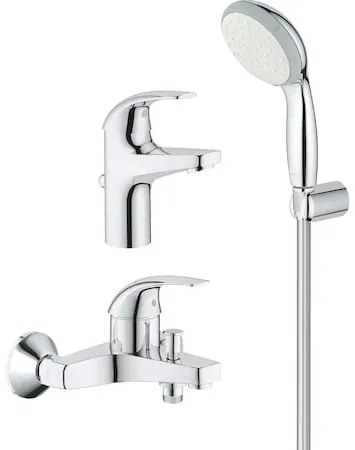 Pachet baterii baie 3 in 1 Grohe ( baterie cada, baterie lavoar, set dus cu porter,furtun dus 1.25m(23805000,23768000,27799001)