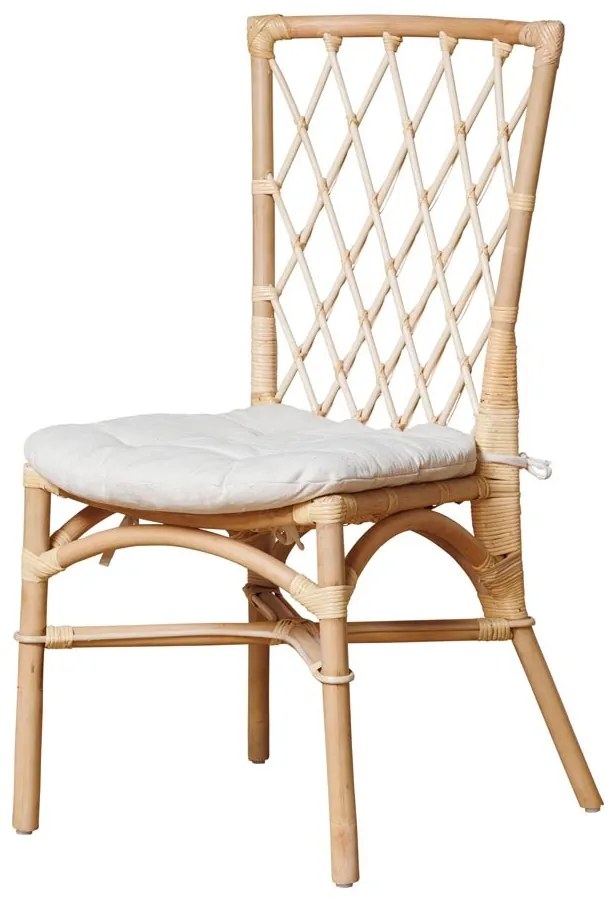 Scaun dining bej din rattan cu perna Crosses