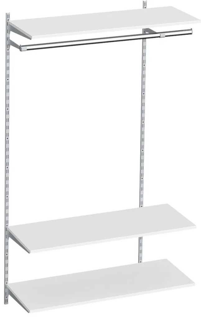 Raft depozitare suspendabil cu 3 polite si bara de haine, 84x30x200 cm PAL ALb