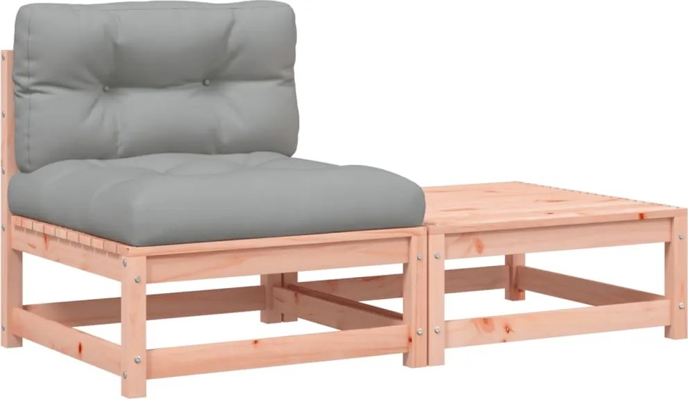 vidaXL Canapea de grădină fără cotiere, cu perne și taburet