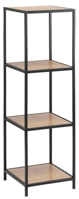 Bibliotecă neagră/în culoare naturală cu aspect de lemn de stejar 37x120 cm Seaford – Actona
