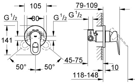 GROHE 29042000 - Baterie de duș BAULOOP crom lucios