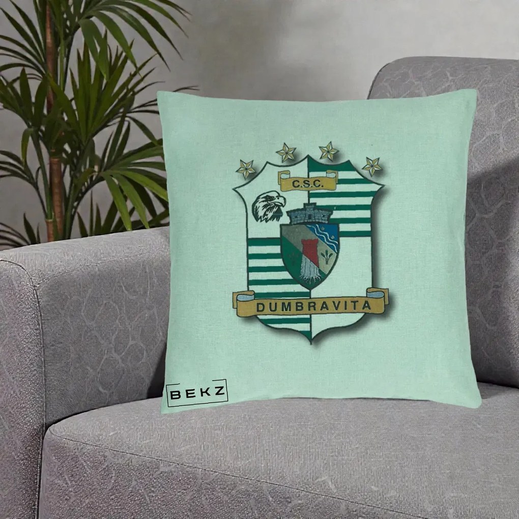 Perna Personalizata CSC Dumbravita Fotbal, 40x40 cm, Verde Menta, Husa Detasabila, Perna Inclusa, BEKZ®