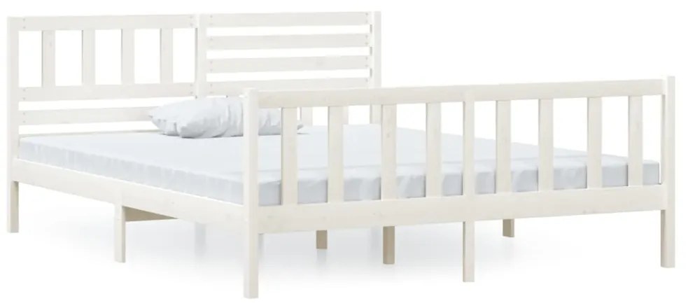 3101149 vidaXL Cadru de pat, alb, 120x200 cm, lemn masiv