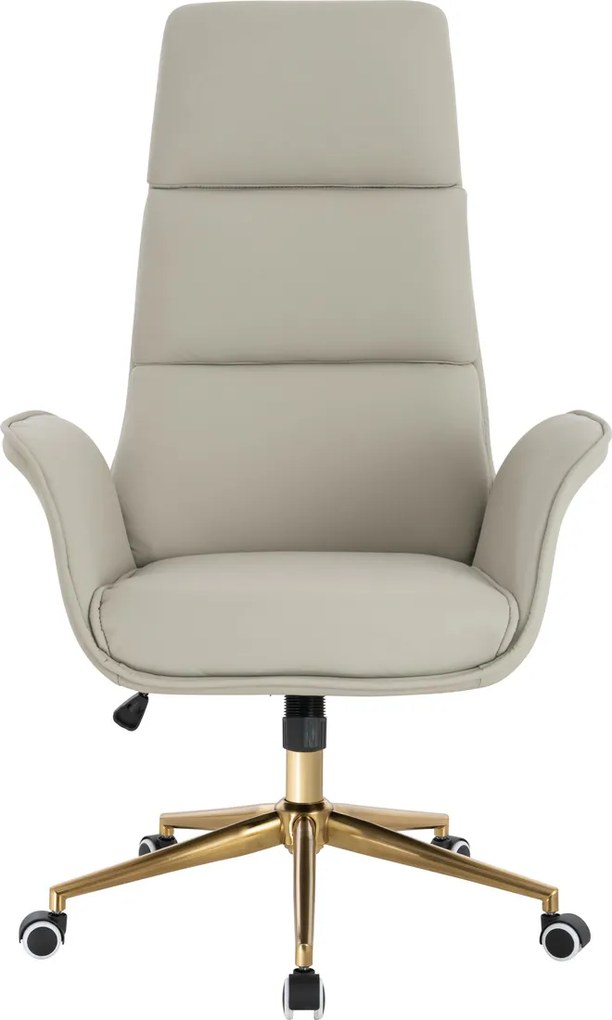 HR850K Scaun Ecru Piele Ecologica Premium Soft cu Bază Aurie