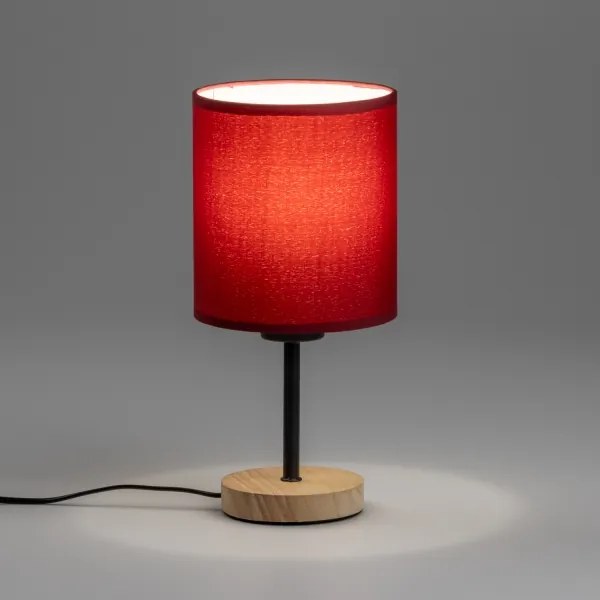 Lampă de masă Brilagi NUBILA WOOD 1xE27/25W/230V stejar/roșu pompeian