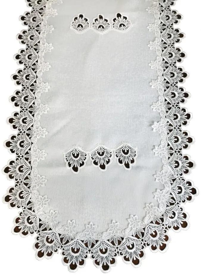 Față de masă ovală albă decorată cu dantelă Lățime: 50 cm | Lungime: 100 cm