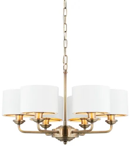 Lustră pe lanț Endon 98936 HIGHCLERE 6xE14/28W/230V alb/alamă