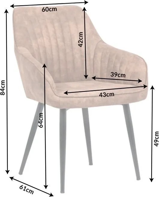 Set de 2 scaune elegante, cu brate si tapiterie din microfibra, Turin maro deschis vintage A-38789 VC