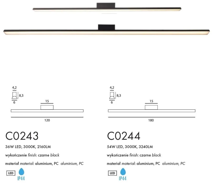 Plafoniera LED stil minimalist IP44 Tampa 120cm