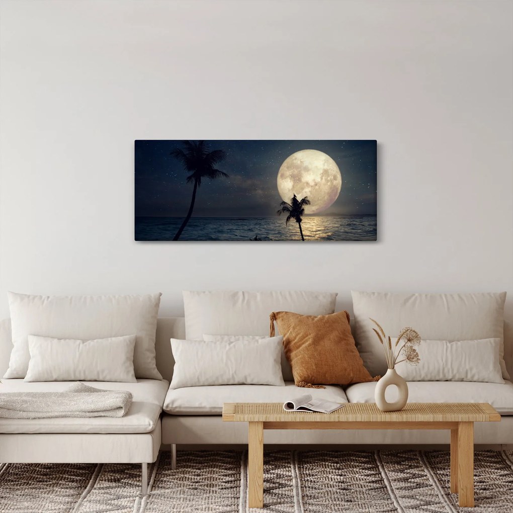 Tablou - Plaja cu lună plină (120x50 cm)