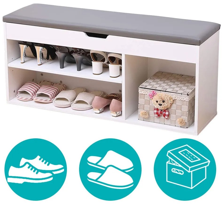 Banca de depozitare pantofi cu sezut captusit