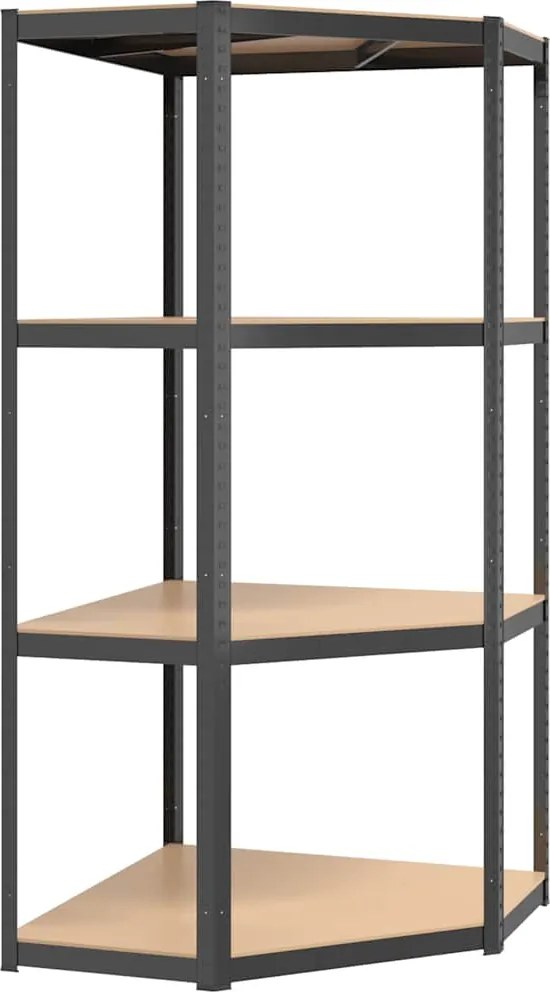 vidaXL Raft de colț cu 4 niveluri, antracit, oțel & lemn compozit