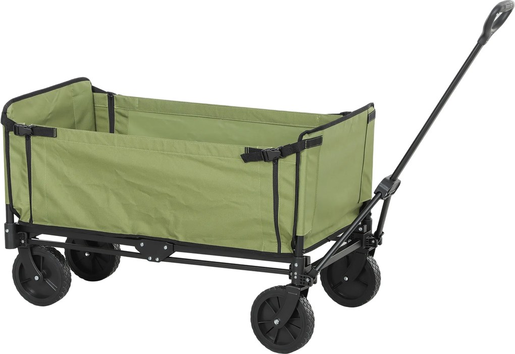 Outsunny Căruț de grădină pliabil 130 L căruț de transport sac detașabil mâner telescopic rotativ 90 x 50 x 60 cm negru | Aosom Romania