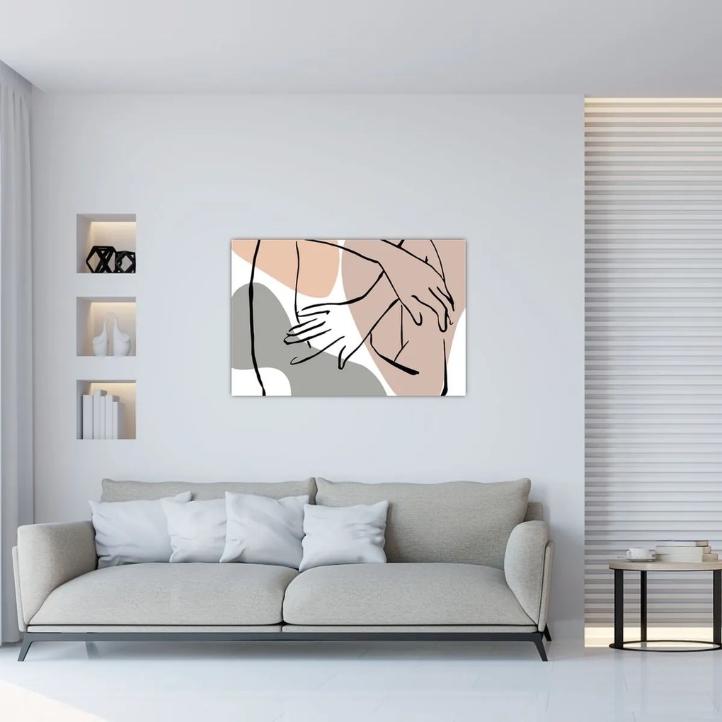 Tablou - Femeie corp linie de artă N⁰2 (90x60 cm)