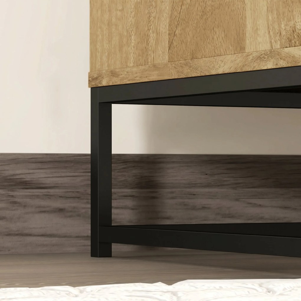 HOMCOM Bufet de Bucătărie cu 2 Nivele și Raft Reglabil, Mobilier din Pal Melaminat și Oțel, 80x40x78 cm, Lemn Natural | Aosom Romania