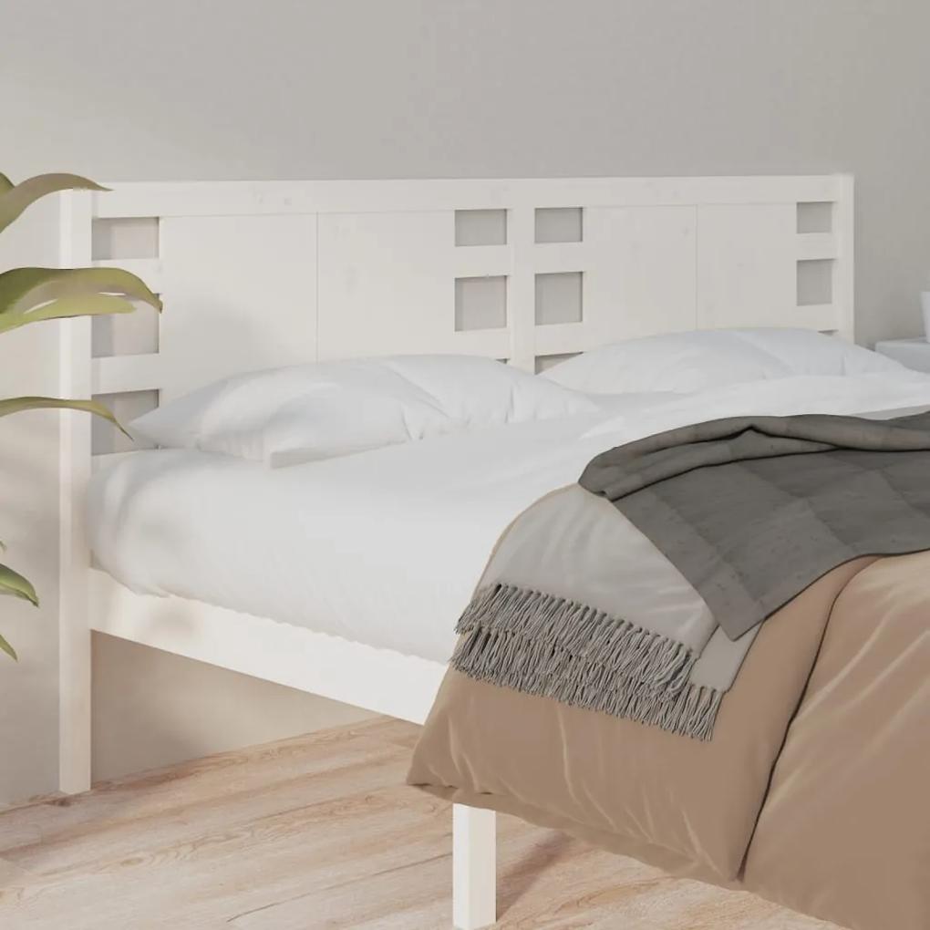 818776 vidaXL Tăblie de pat, alb, 156x4x100 cm, lemn masiv de pin