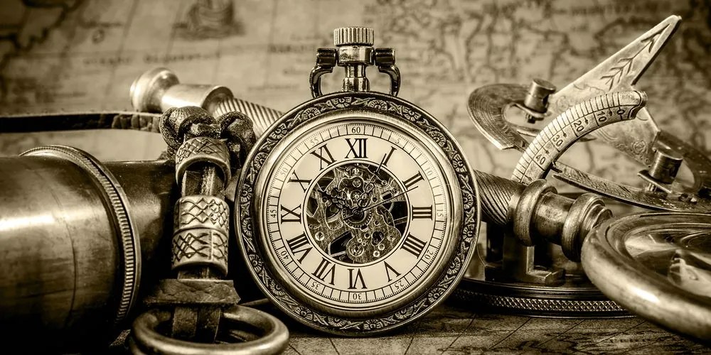 Tablou ceasul din trecut în design sepia