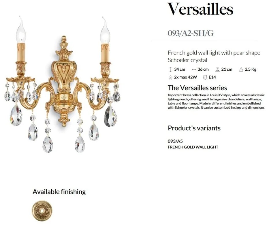 Aplica de perete LUX cu cristale Scholer, Versailles
