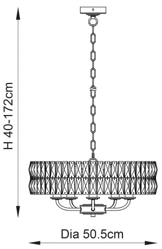 Endon 106244 - Candelabru suspendat CLIFTON pe lanț, 5xE14/6W/230V, alamă/sticlă clară