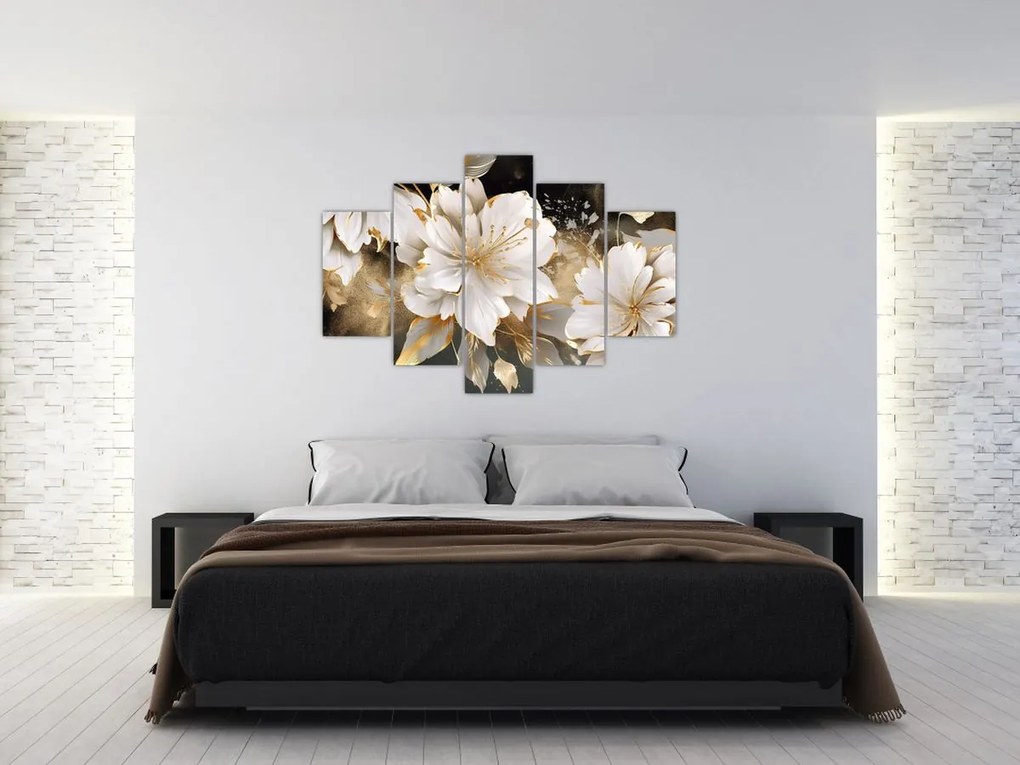 Tablou - Flori în aur (150x105 cm)