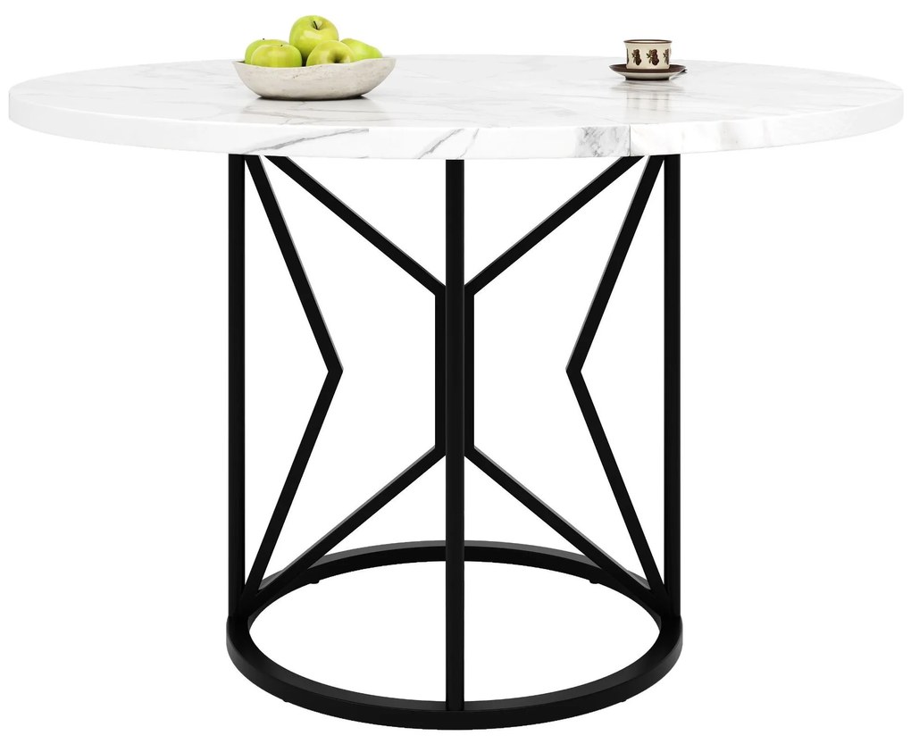 Masă rotundă de dining din MDF, Alb+Negru | Aosom Romania