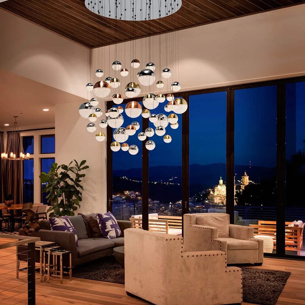 LUSTRA XXL cu 55 pendule LED DIMABILA prin BLUETOOTH Sphere 140cm SV-794691B