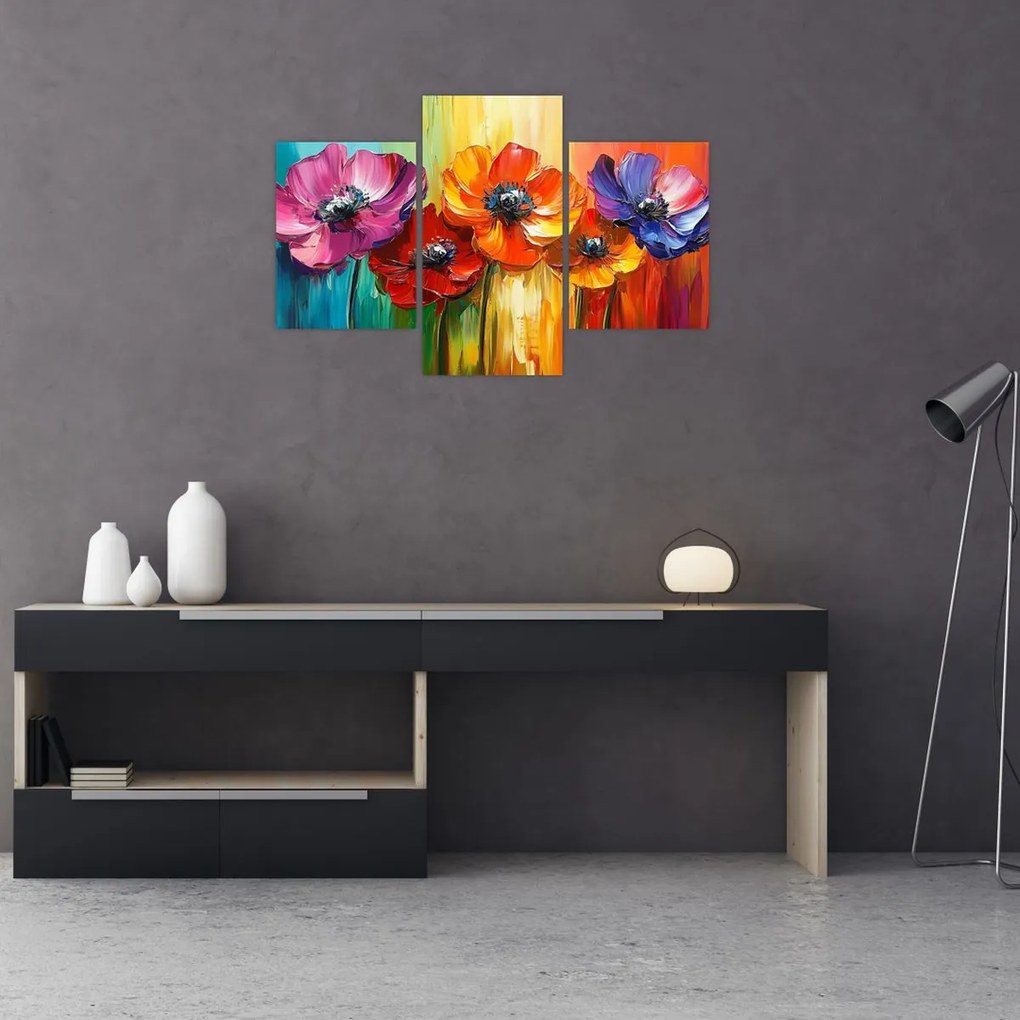 Tablou - Cinci flori colorate (90x60 cm)