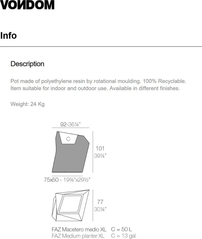 Ghiveci / Jardiniera plante design decorativ modern FAZ PLANTER XL II