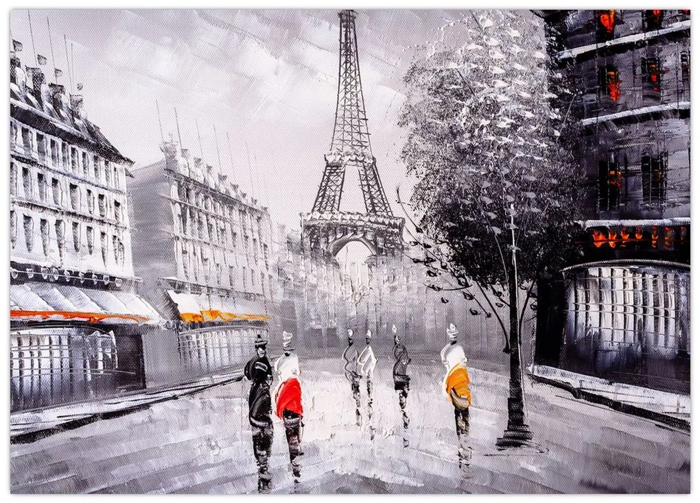 Tablou pe sticlă - Pictură în ulei, Paris (70x50 cm)