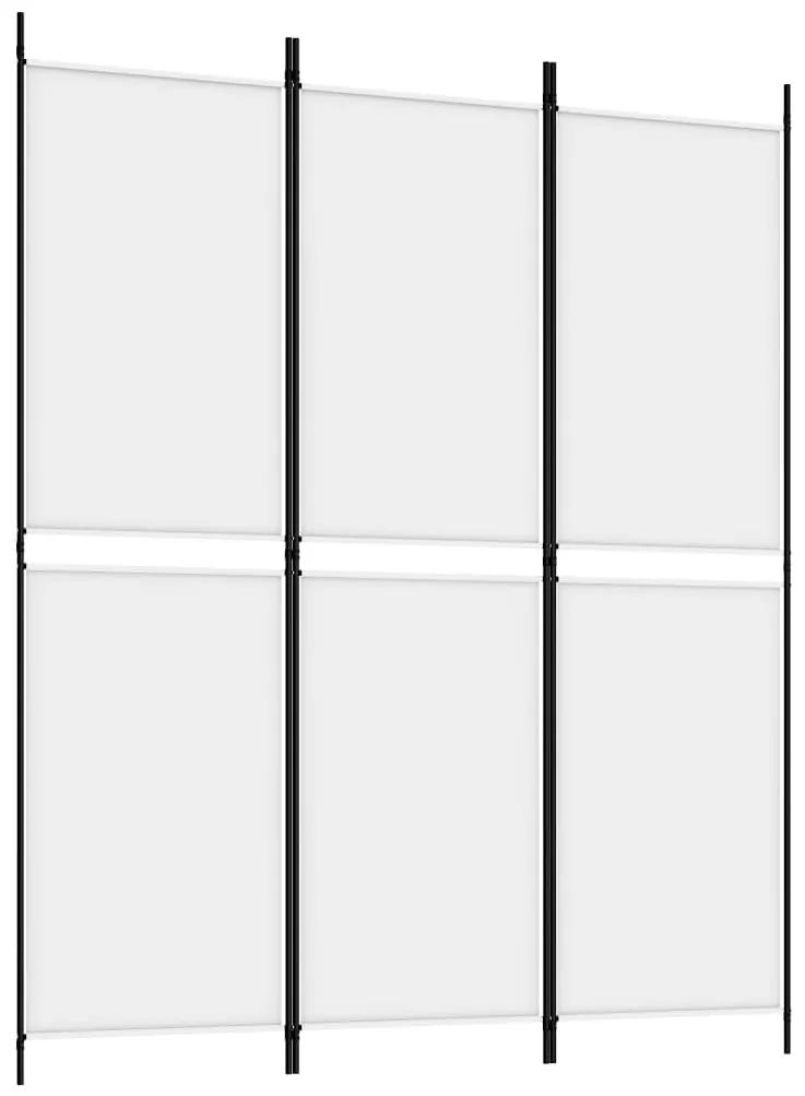 350210 vidaXL Paravan de cameră cu 3 panouri, alb, 150x180 cm, textil