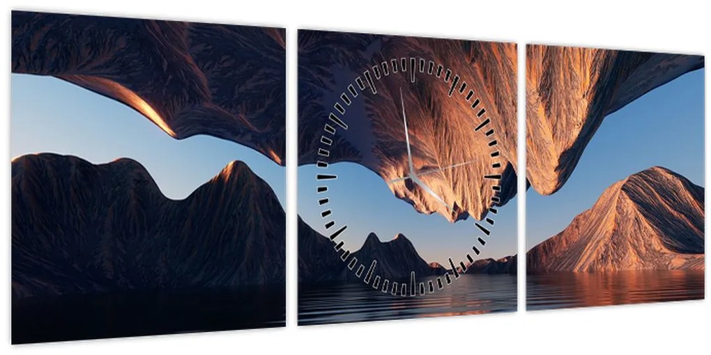 Tablou - Faleze 3D (cu ceas) (90x30 cm)